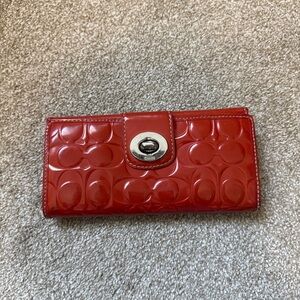 Coach red leather Turnlock wallet